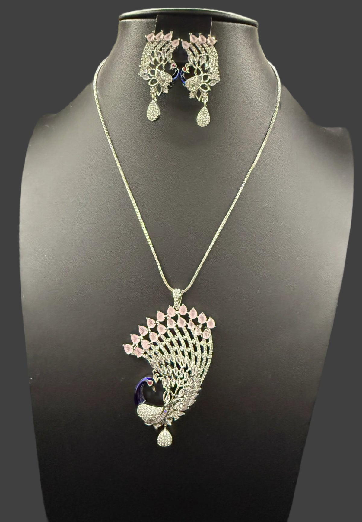 Peacock Pendants Set with earrings | Peacock full wing open– Famaza Couture