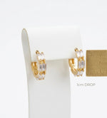Luna Rose Gold AD Huggie Hoops Stud earrings | Baguette Cut White Stone Earrings