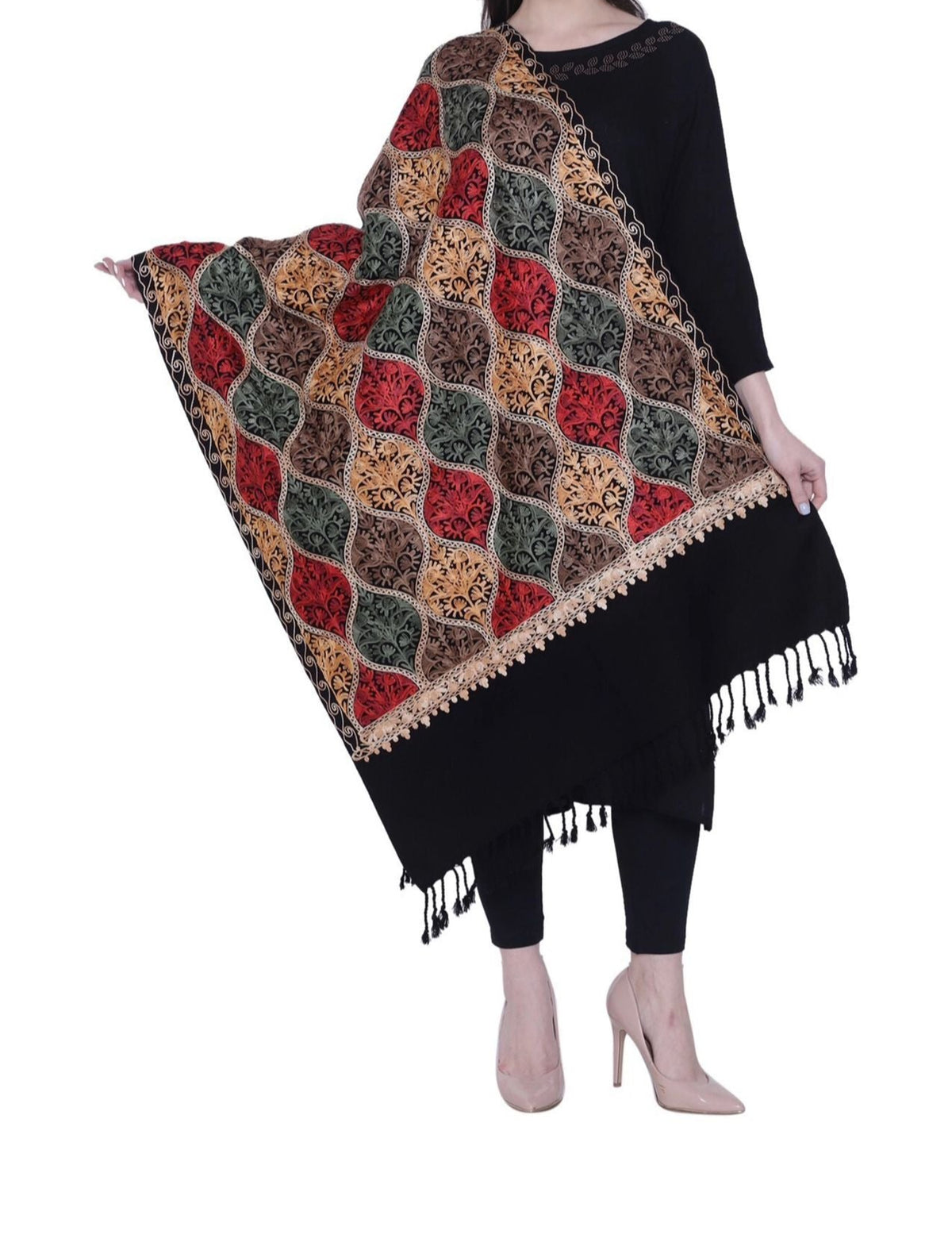 Kashmiri embroidered Scarf | Handcrafted Luxury Shawl & Stole – Famaza Couture