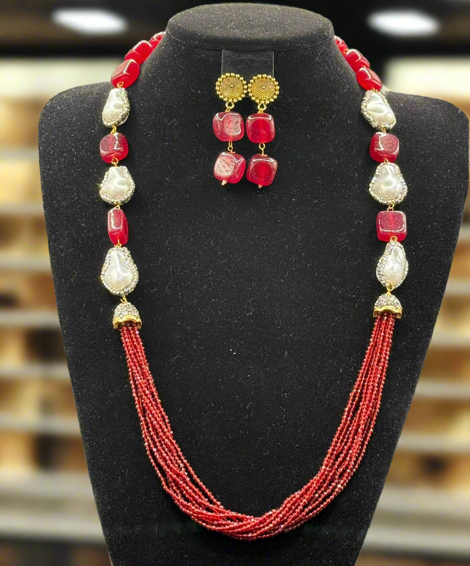 Bollywood Style Monalisa Stone & Crystal Beaded Mala Set | Regal Jewellery – Famaza Couture