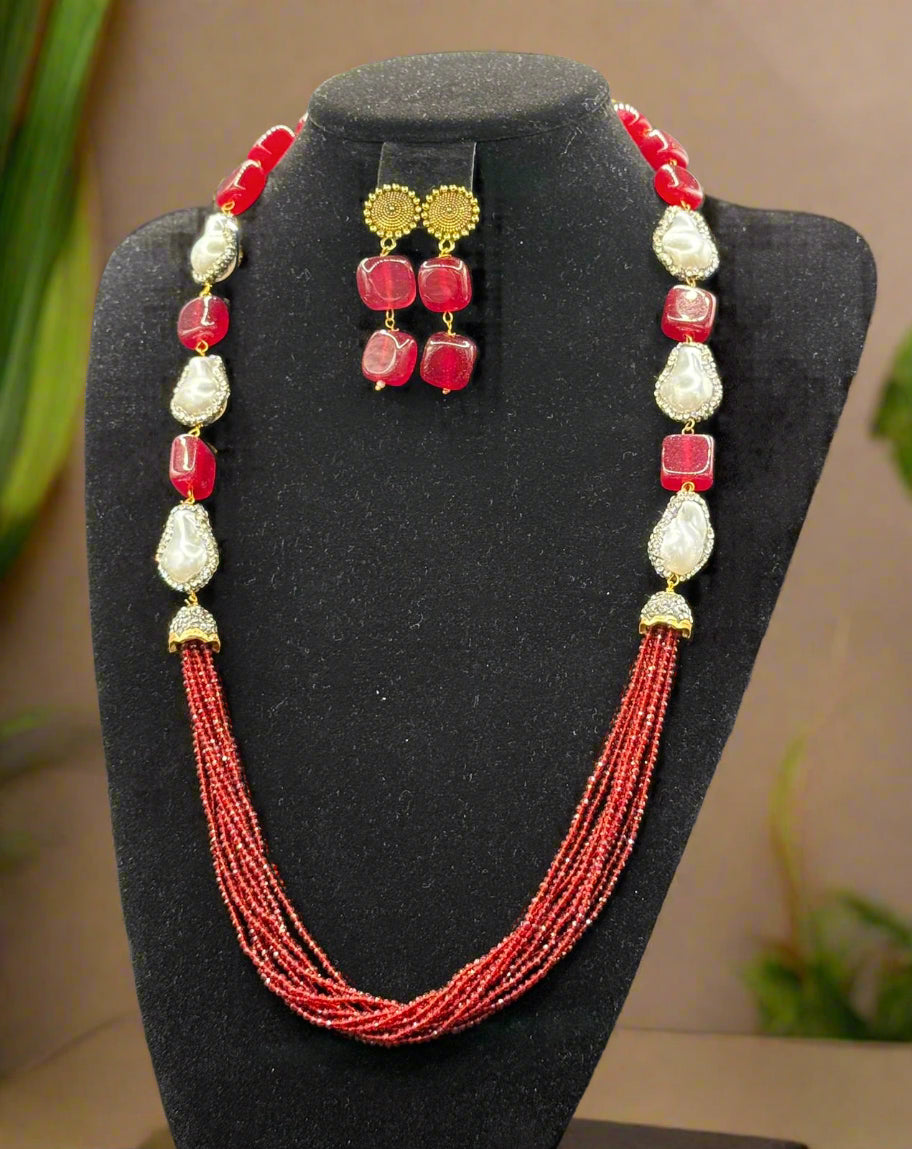 Bollywood Style Monalisa Stone & Crystal Beaded Mala Set | Regal Jewellery – Famaza Couture