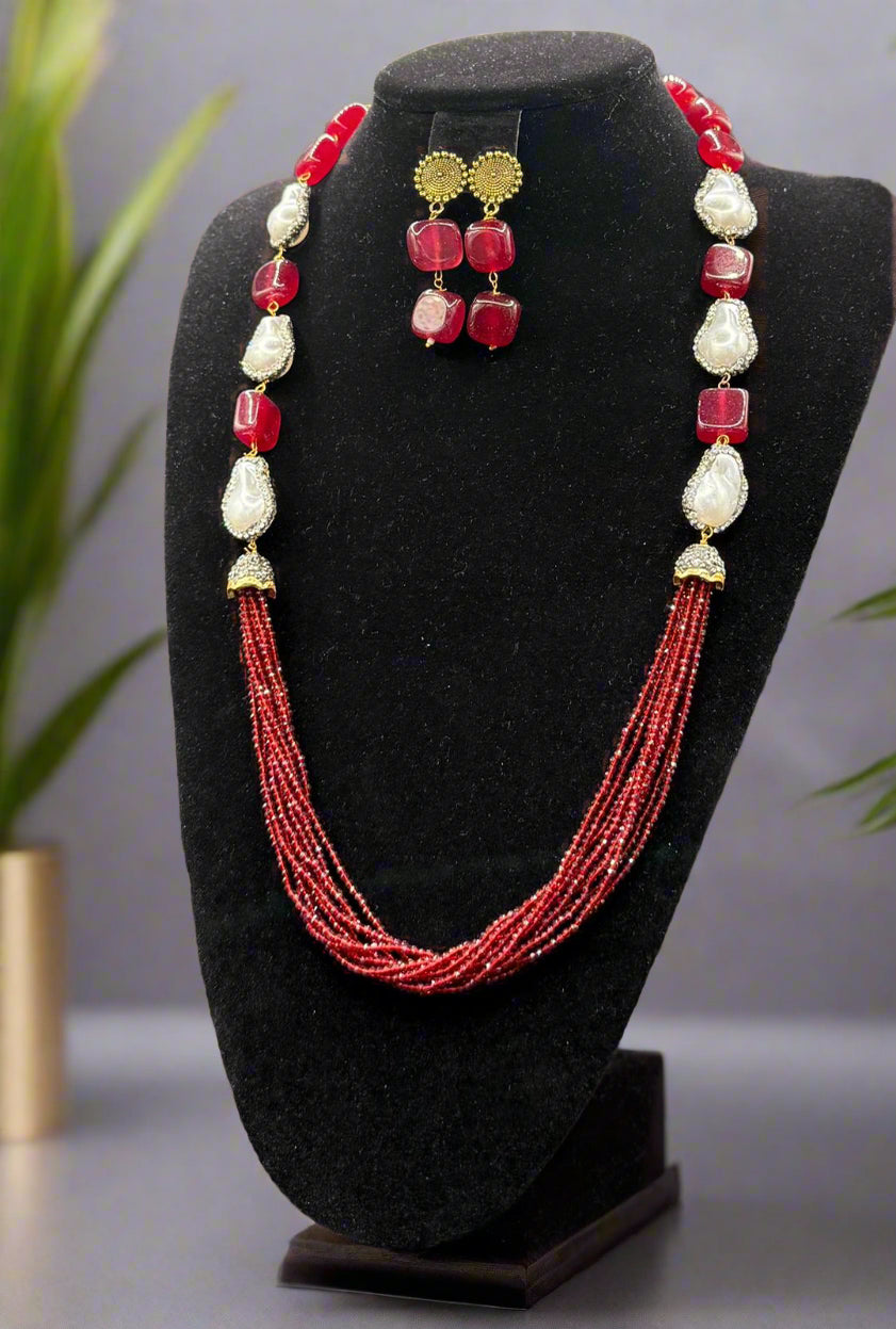 Bollywood Style Monalisa Stone & Crystal Beaded Mala Set | Regal Jewellery – Famaza Couture