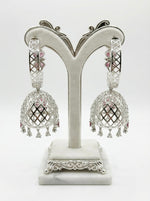 Premium Silver Imitation American Diamond Jhumka Earrings | Famaza Couture