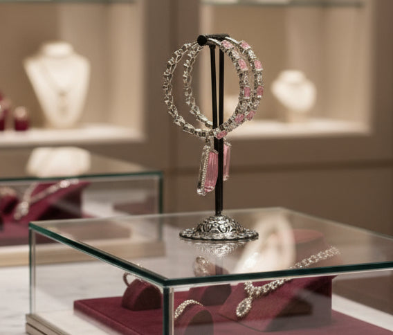 American Diamonds drop Jhumka bali earrings/Silver Finish Earrings