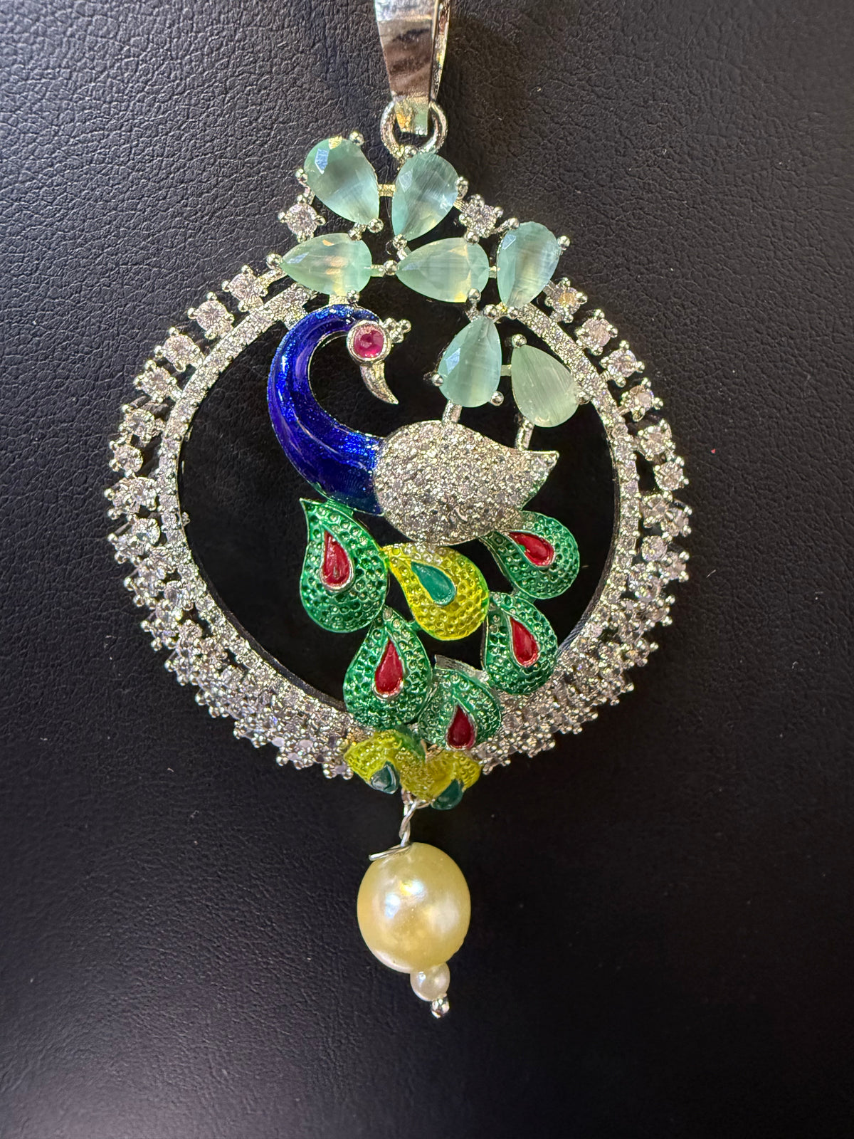 Peacock Pendants Set with earrings | Peacock sitting on swing– Famaza Couture