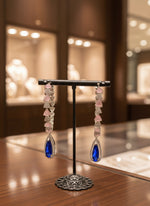 American Diamonds drop Jhumka bali earrings/Silver Finish Earrings