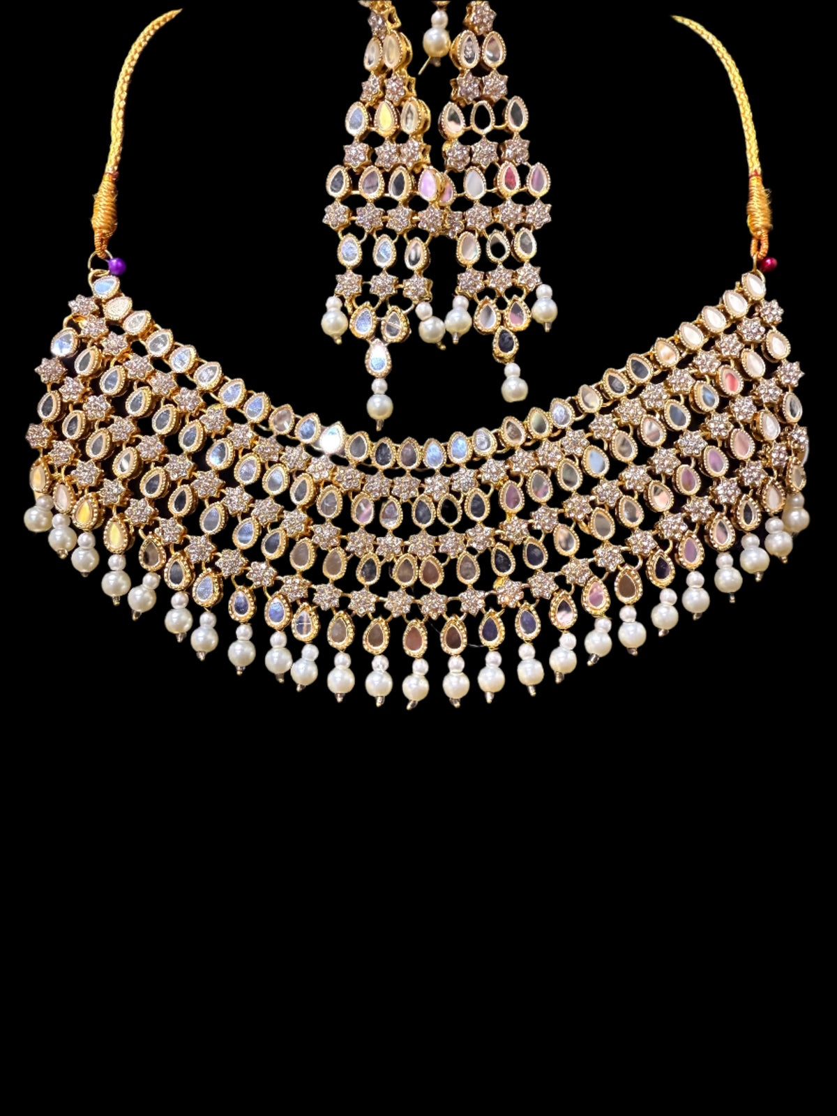 Bridal Golden Choker Set with Matha Patti | Famaza Couture