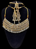 Bridal Golden Choker Set with Matha Patti | Famaza Couture