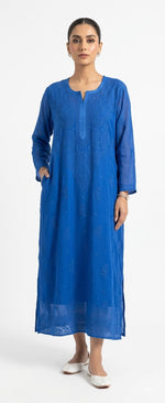 Hand Embroidered Premium Chikankari Viscose Kurti | Long Kurta for Women