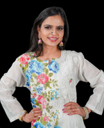 Hand-Painted Floral Chikankari Kurti - Unique Designer Top | Famaza couture