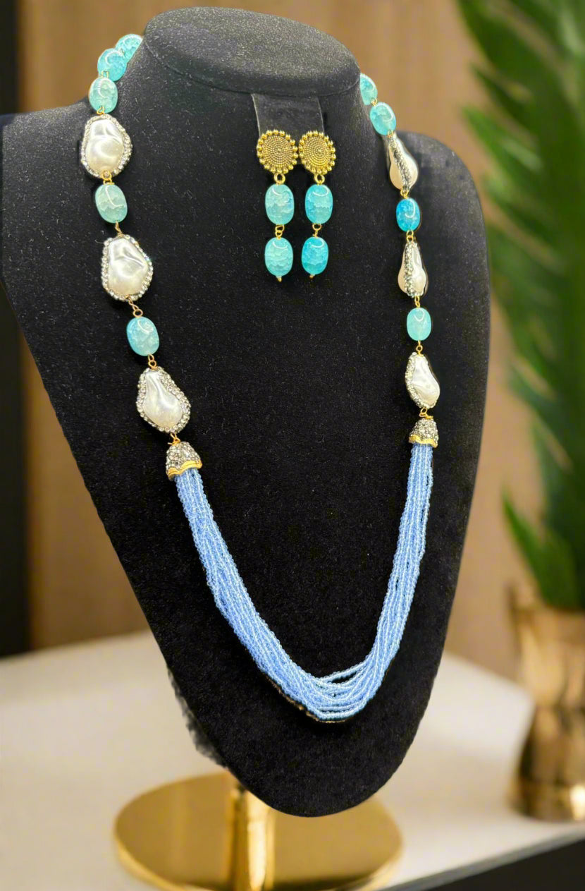 Bollywood Style Monalisa Stone & Crystal Beaded Mala Set | Regal Jewellery – Famaza Couture