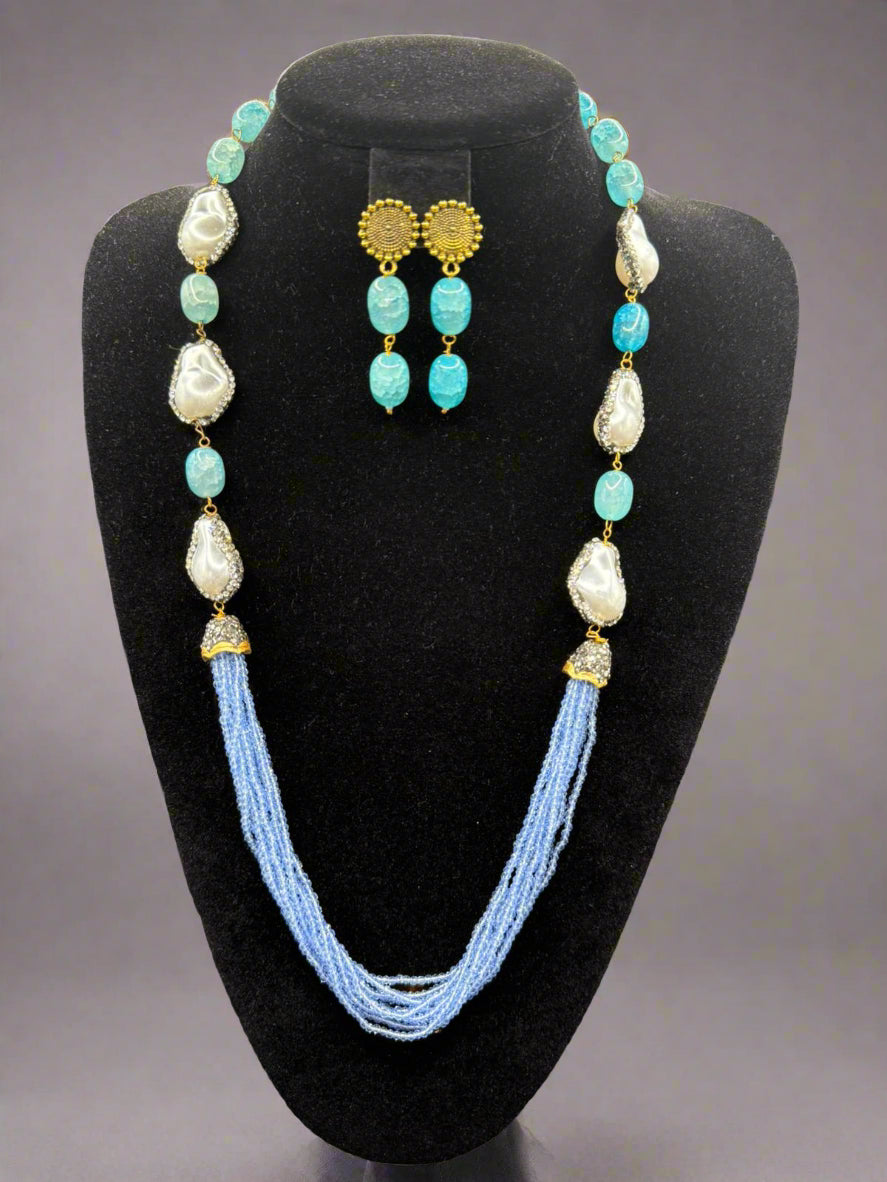 Bollywood Style Monalisa Stone & Crystal Beaded Mala Set | Regal Jewellery – Famaza Couture