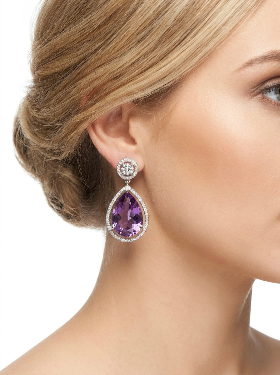 The Duchess American Diamond Teardrop Statement Earrings