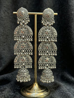 The Royal Garba: Lightweight Antique-Oxidised Chandelier Earrings