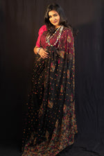 Georgette Saree with chikankari Keel Jaal Embroidery – Elegant Palla Work | Famaza Couture