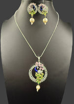 Peacock Pendants Set with earrings | Peacock sitting on swing– Famaza Couture