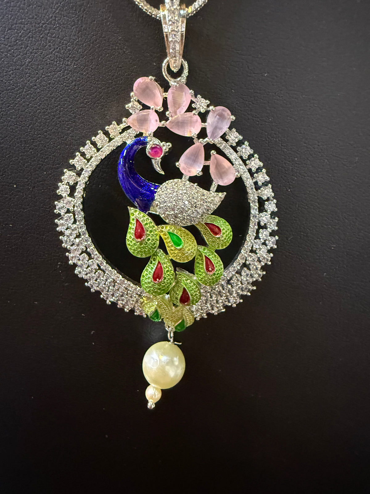 Peacock Pendants Set with earrings | Peacock sitting on swing– Famaza Couture