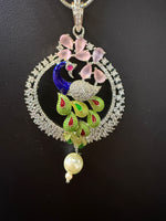 Peacock Pendants Set with earrings | Peacock sitting on swing– Famaza Couture