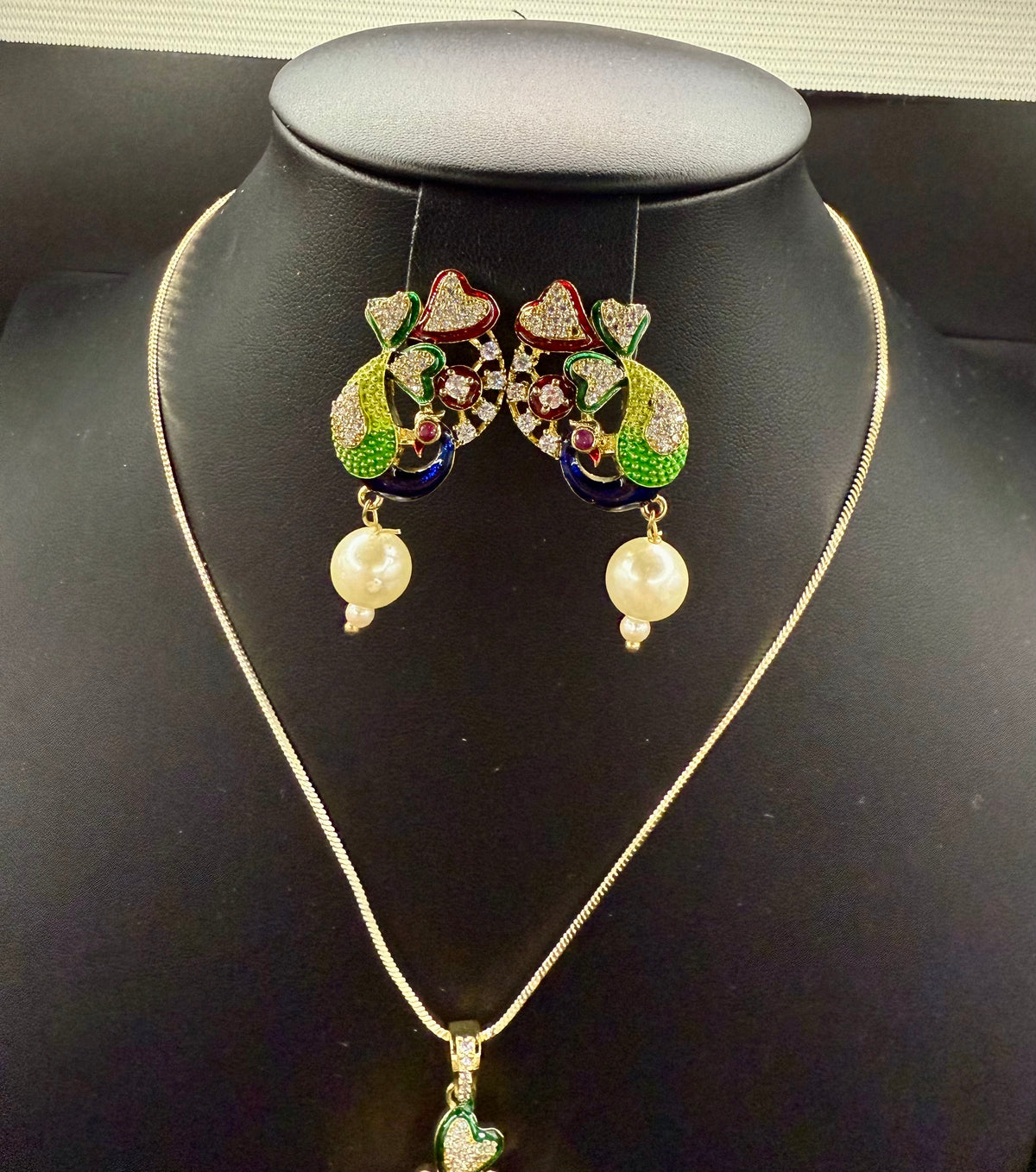 Peacock Pendants Set with earrings | Elegant Peacock Design – Famaza Couture