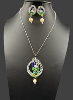 Peacock Pendants Set with earrings | Peacock sitting on swing– Famaza Couture