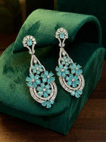 Floral CZ Chandelier Statement Earrings