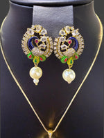 Peacock Pendants Set with earrings | Peacock sitting on swing– Famaza Couture