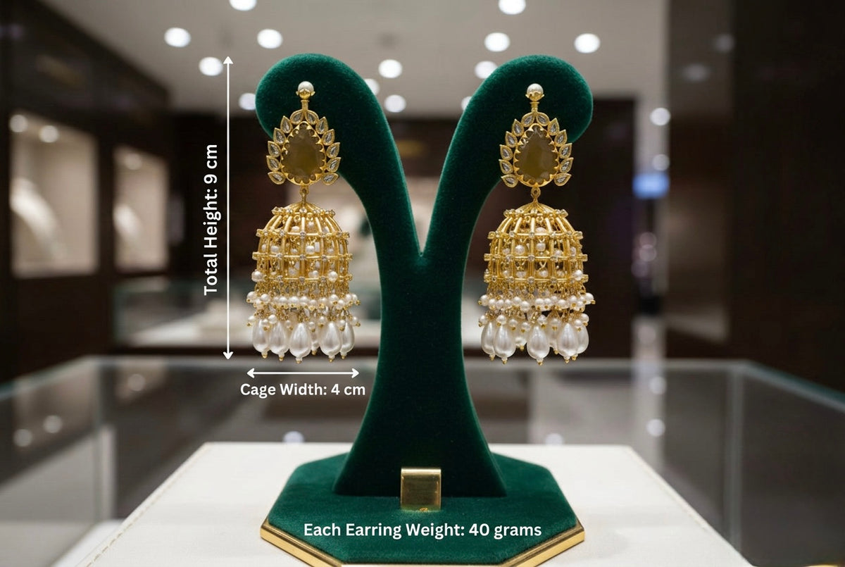 Royal Monalisa Stone & Coin Golden Earrings | Bridal & Partywear Wembley