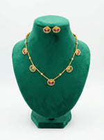 Traditional Gold Toned Brass Minakari Jewellery Set | Necklace & Stud Earrings