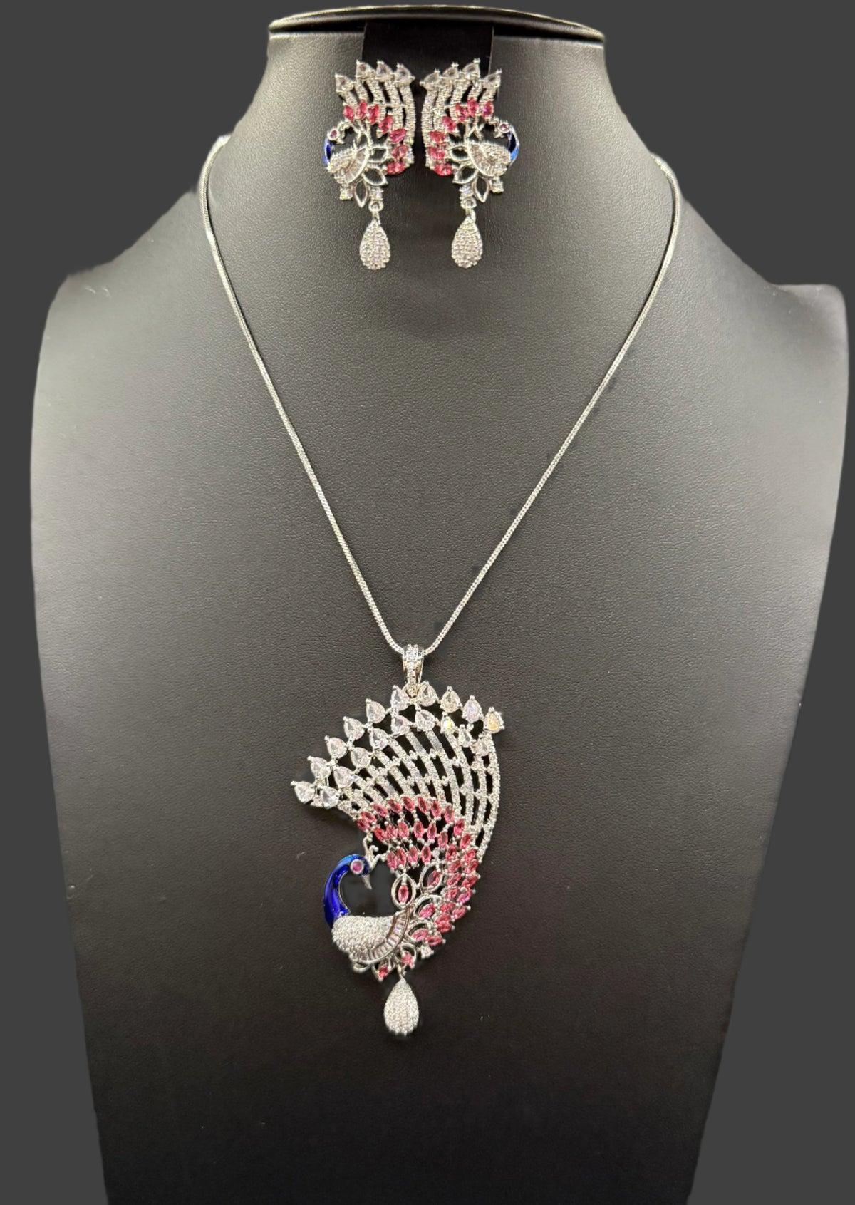 Peacock Pendants Set with earrings | Peacock full wing open– Famaza Couture