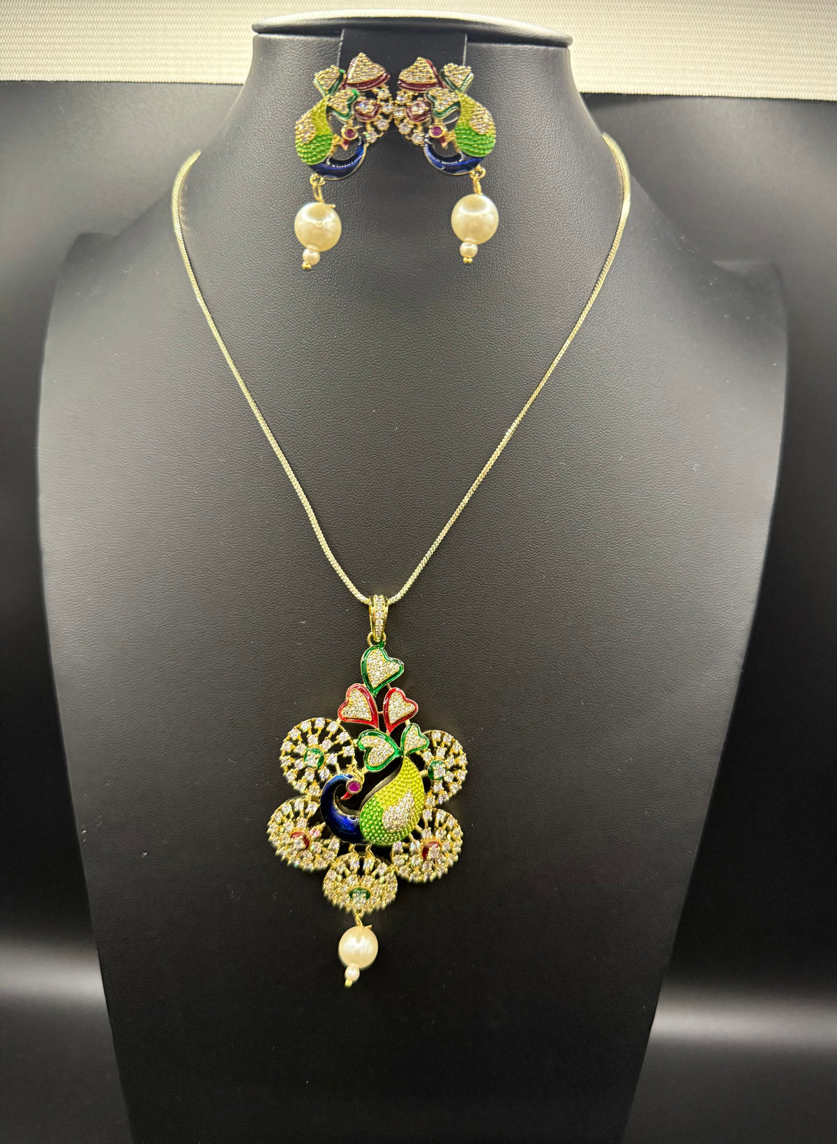 Peacock Pendants Set with earrings | Elegant Peacock Design – Famaza Couture