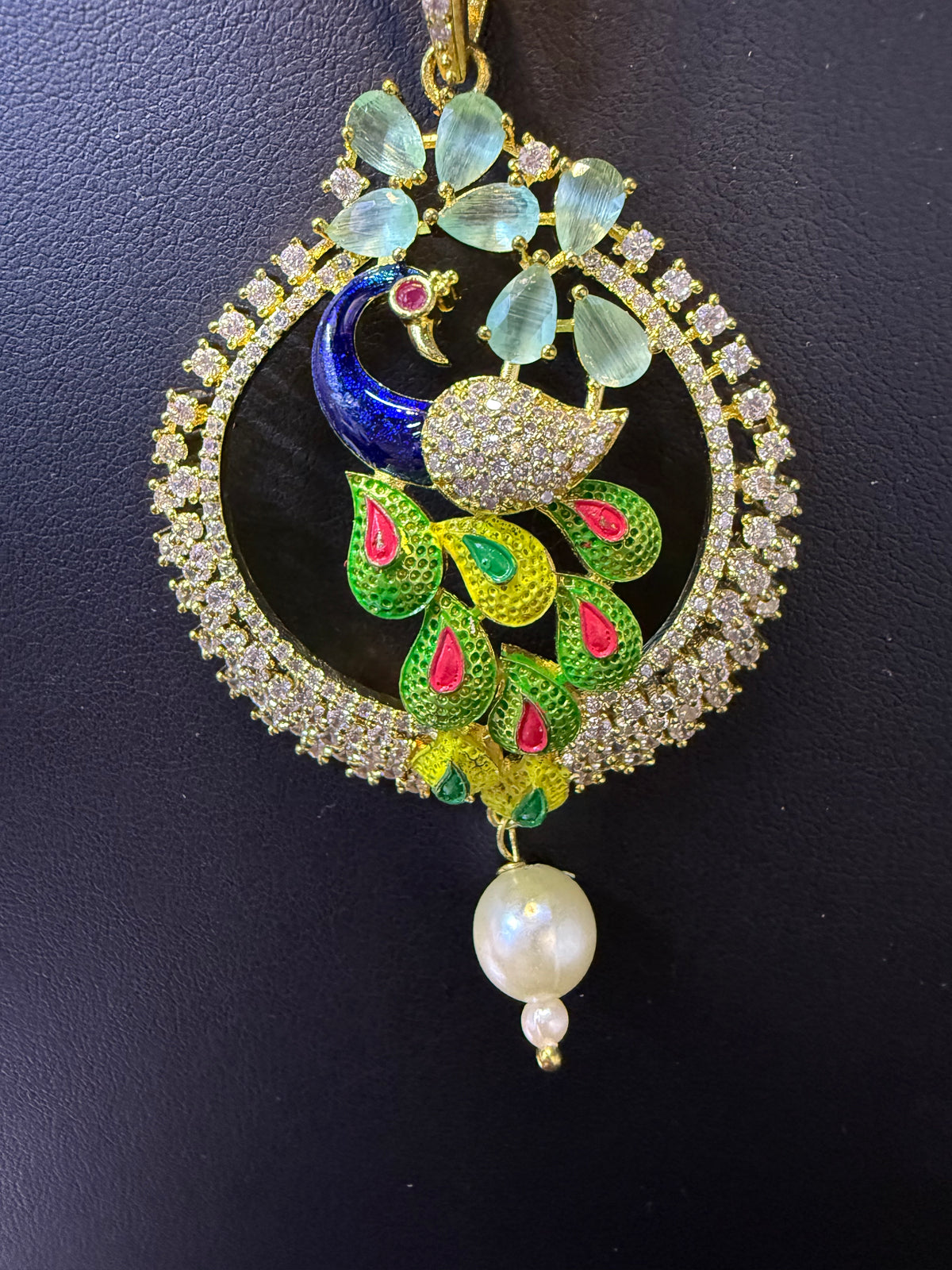 Peacock Pendants Set with earrings | Peacock sitting on swing– Famaza Couture