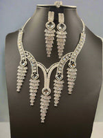 Sparkling Silver Cascade CZ Jewellery Set with Tikka | Famaza Couture
