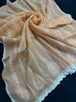 Hand-Embroidered Kota Doriya Chikankari Dupatta – Sheer & Lightweight