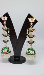 Meenakari Tulip Long Jhumka Earrings | Lightweight Bridal Jewellery – Famaza Couture