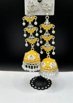 Meenakari Tulip Long Jhumka Earrings | Lightweight Bridal Jewellery – Famaza Couture