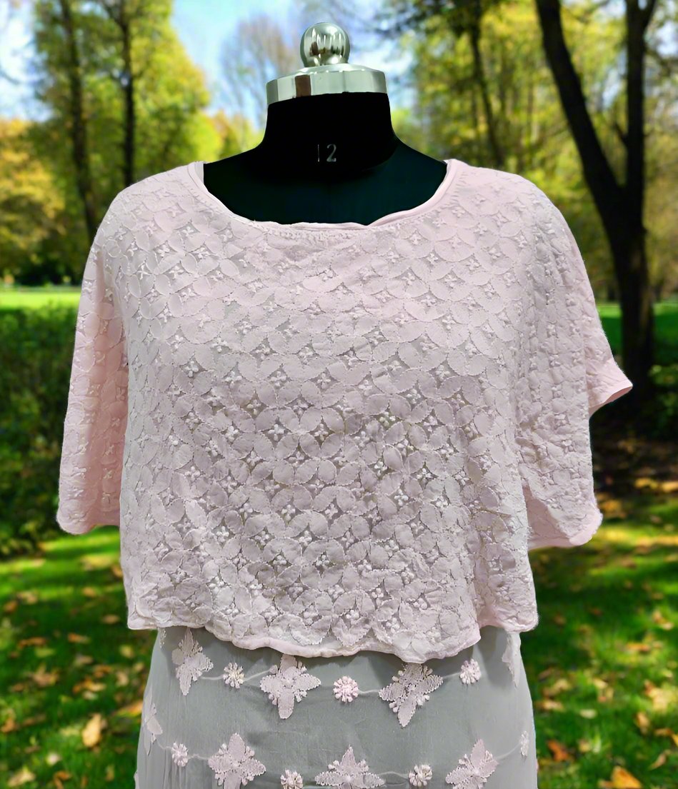 Chikankari capelet Dress in Viscose