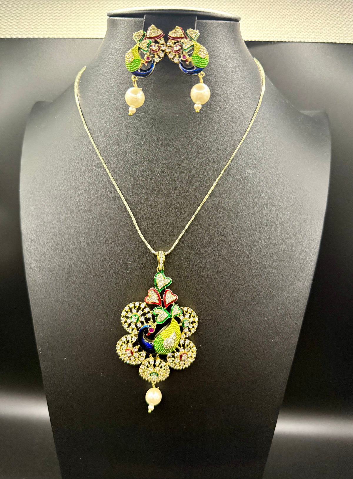 Peacock Pendants Set with earrings | Elegant Peacock Design – Famaza Couture