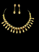 Radiant Sparkle CZ Fringe Necklace & Dangle Earring Set | Gold Tone