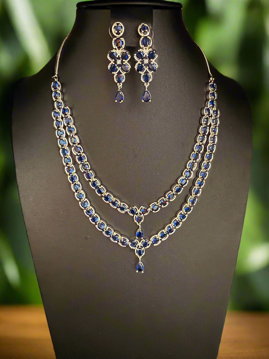 The Regal Majesty Double Layer AD Jewellery Set - Premium Luxury Jewellery | Famaza Couture