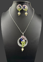 Peacock Pendants Set with earrings | Peacock sitting on swing– Famaza Couture