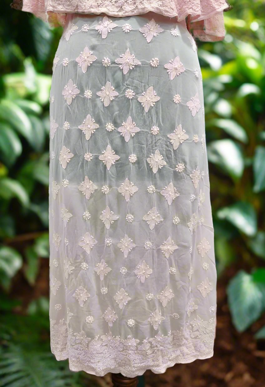 Chikankari capelet Dress in Viscose
