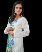 Hand-Painted Floral Chikankari Kurti - Unique Designer Top | Famaza couture