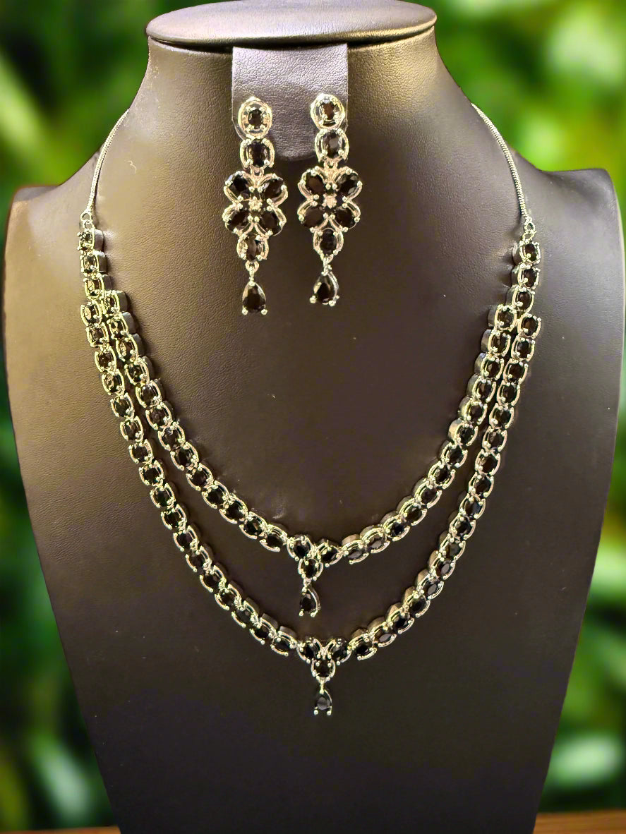 The Regal Majesty Double Layer AD Jewellery Set - Premium Luxury Jewellery | Famaza Couture