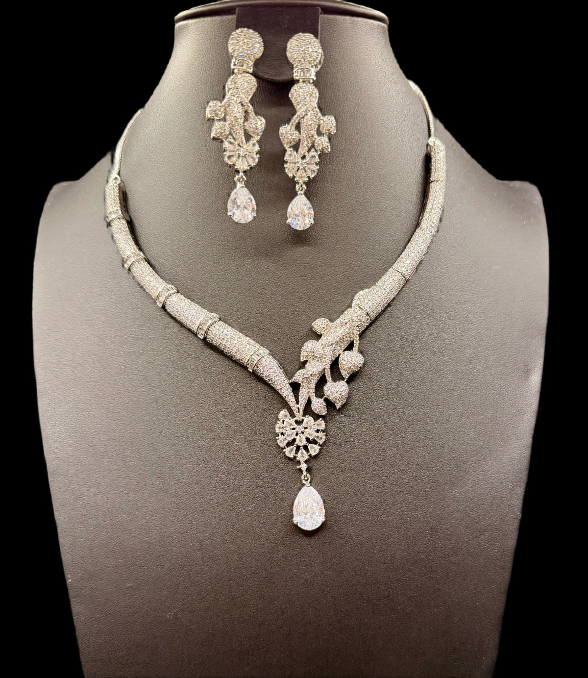 Luxury Handcrafted AD Look Necklace & Earring Set | Elegant Bridal Jewellery – Famaza Couture