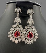 American Diamond & Emerald Necklace Set - Leaf Design | Famaza Couture