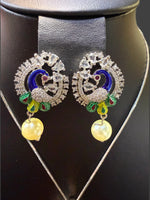 Peacock Pendants Set with earrings | Peacock sitting on swing– Famaza Couture