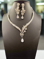 Luxury Handcrafted AD Look Necklace & Earring Set | Elegant Bridal Jewellery – Famaza Couture