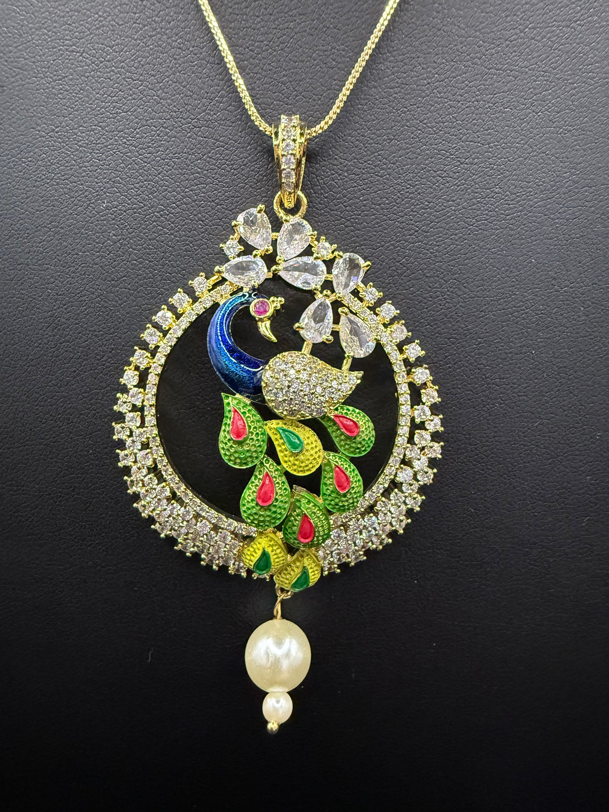 Peacock Pendants Set with earrings | Peacock sitting on swing– Famaza Couture