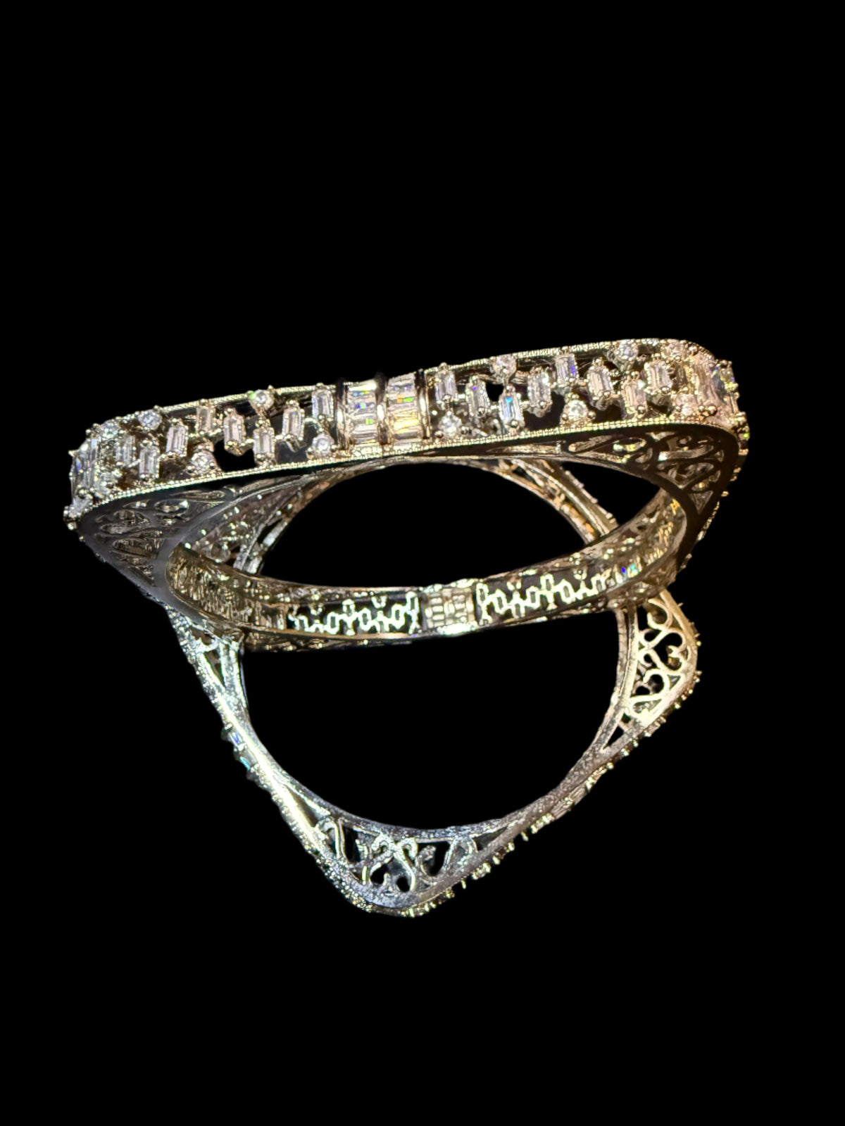 American diamond square white bangels