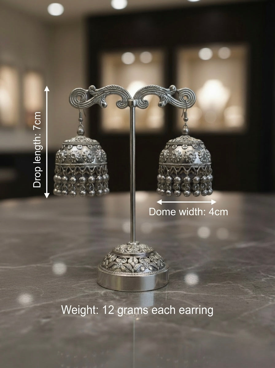 Oxidised Black Jhumka Statement Earrings | Tribal Party & Bridal Jewellery – Famaza Couture